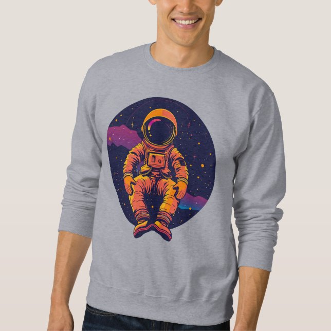 Kosmiskt drömmare astronaut t-shirt – Utforska Lång Ärmad Tröja (Framsida)