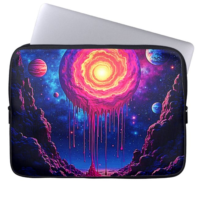 Kosmiskt droppande planetkonst laptop fodral (Framsidan)