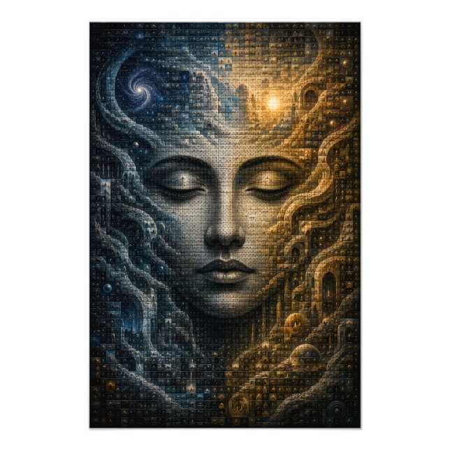 Kosmiskt Dualitets Mikro Mosaik Ansikte 3D Poster (Framsidan)