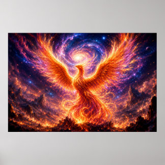 Kosmiskt Fenix som stiger genom det oändliga unive Poster