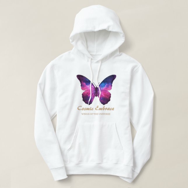 Kosmiskt Fjärilsgalaxvingar Hoodie (Design framsida)