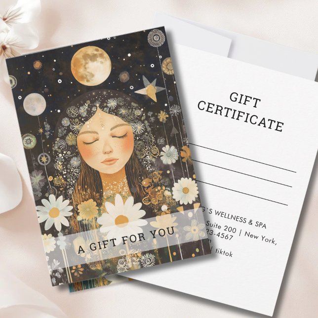 Kosmiskt flickbetjänt Boho Moon-presentkort (Cosmic Girl Boho Moon Gift Certificate)