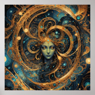 Kosmiskt flöde - AI Fantasy Digital Art-utskrift Poster