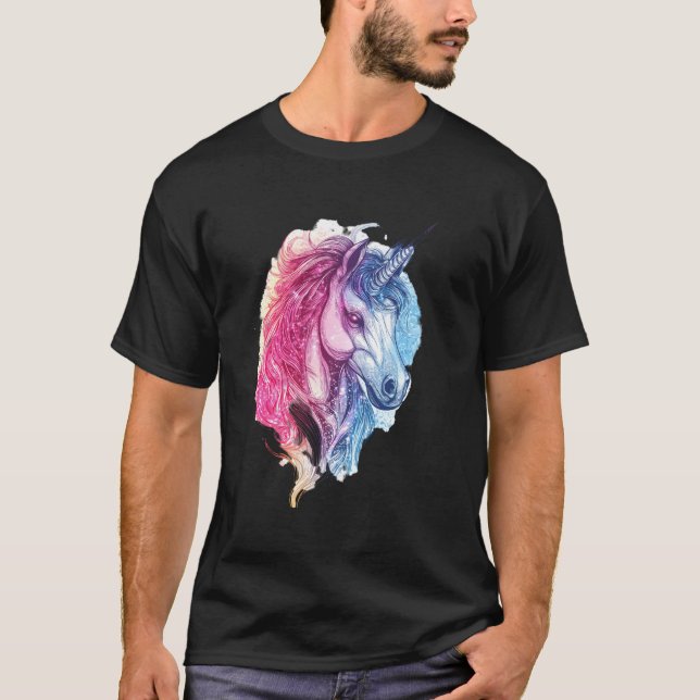 Kosmiskt Galax Enhörning (1) T Shirt (Framsida)