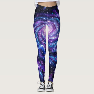 Kosmiskt galaxplanet drömlandskap leggings