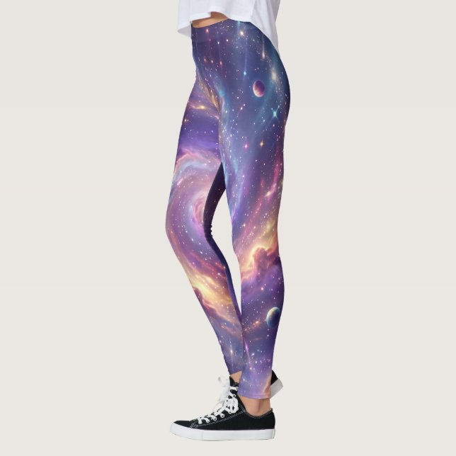 Kosmiskt galaxspiralnebulosa konst leggings (Vänster)