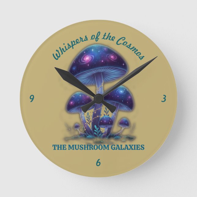 Kosmiskt galaxsvamp - Whimsical Fantasy Svamp Rund Klocka (Framsida)