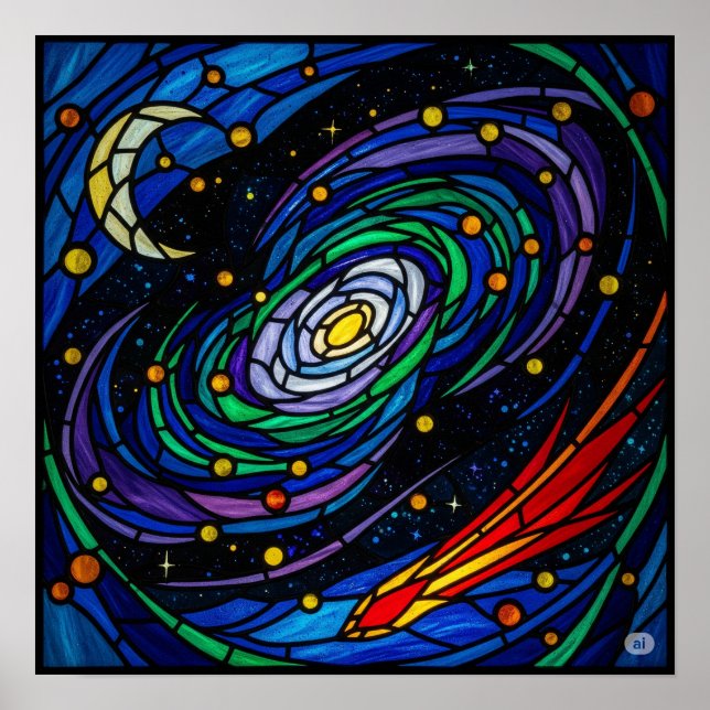 Kosmiskt Galaxy-lagrad glasbild Poster (Framsidan)