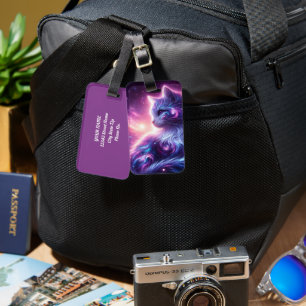 Kosmiskt Galaxy Mystiskt Katt Celestial Bagagebricka