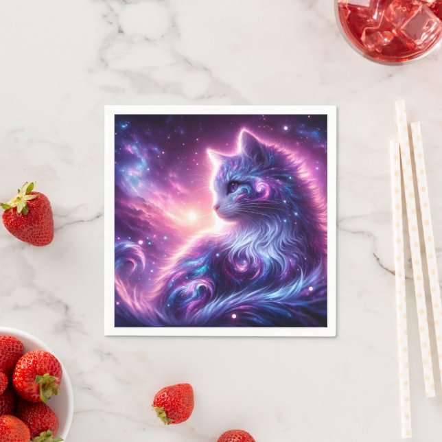 Kosmiskt Galaxy Mystiskt Kattdjur Celestialt Pappersservett (Insitu)