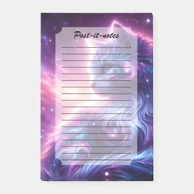Kosmiskt Galaxy Mystiskt Kattdjur Celestialt Post-it Block (Framsida)