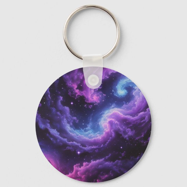 Kosmiskt Galaxy Nebula Abstrakt Rymd Konst Design Nyckelring (Framsida)