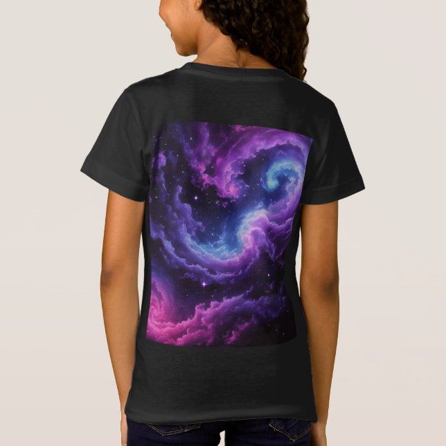 Kosmiskt Galaxy Nebula Abstrakt Rymd Konst Design T Shirt (Baksida)
