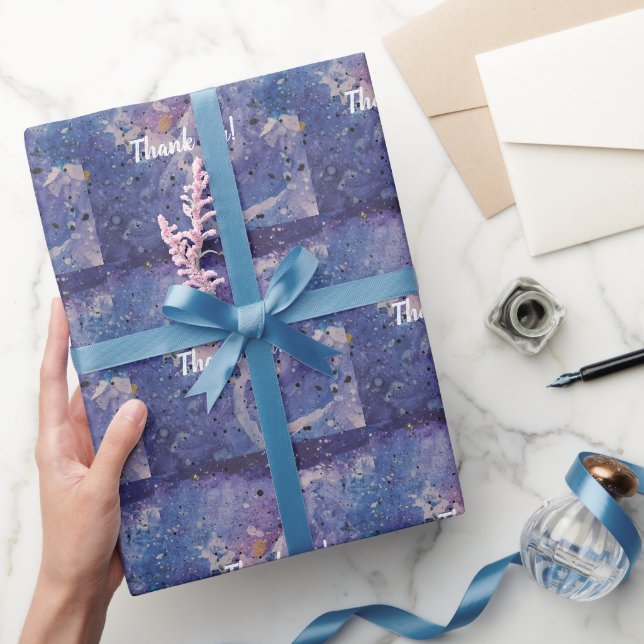 Kosmiskt Galaxy Vattenfärg Abstrakt Tack Presentpapper (Gifting)
