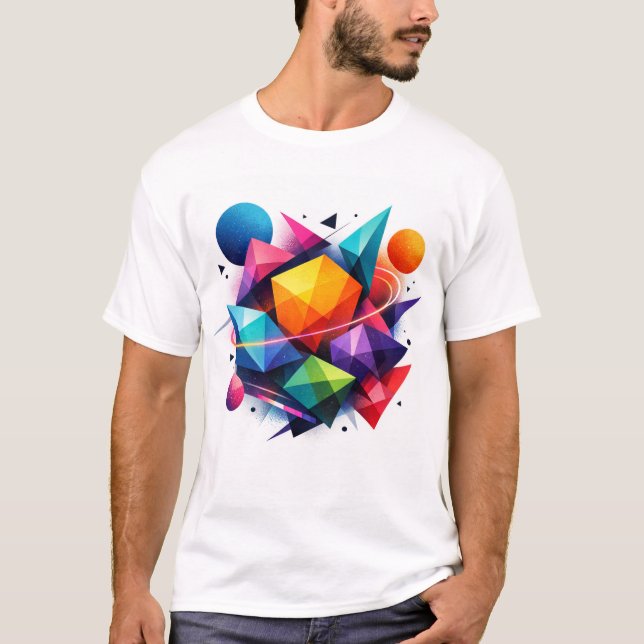 Kosmiskt geometri i levande färger t shirt (Framsida)