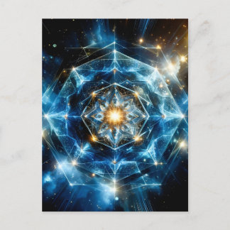 Kosmiskt geometri-mandalastjärna Universum Abstrak Helg Vykort
