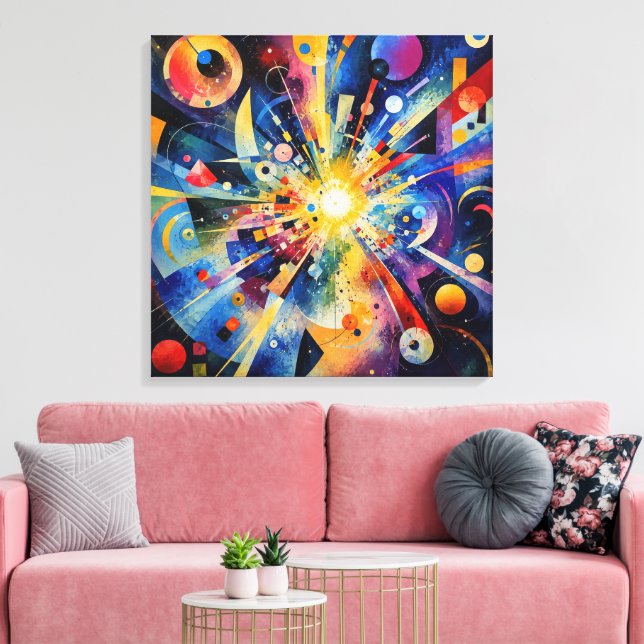 Kosmiskt geometrisk explosion abstrakt canvastryck (Insitu (Vardagsrum))