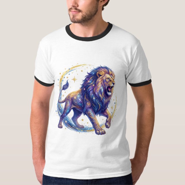 Kosmiskt Geometriskt Lejon Logotyp T-Shirt  (Framsida)