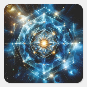 Kosmiskt geometriskt mandala stjärna universum abs fyrkantigt klistermärke