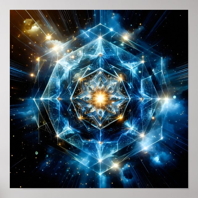 Kosmiskt geometriskt mandala stjärna universum abs poster (Framsidan)