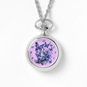 Kosmiskt gnistrande fjärilar rosa armbandsur