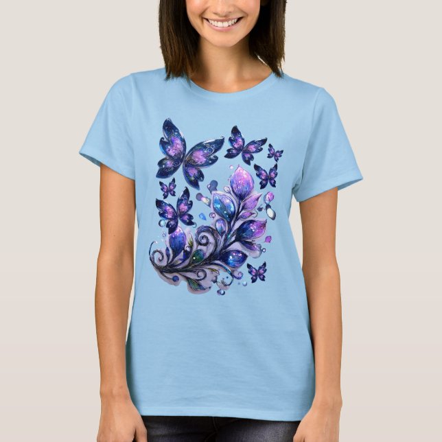 Kosmiskt gnistrande fjärilar t shirt (Framsida)