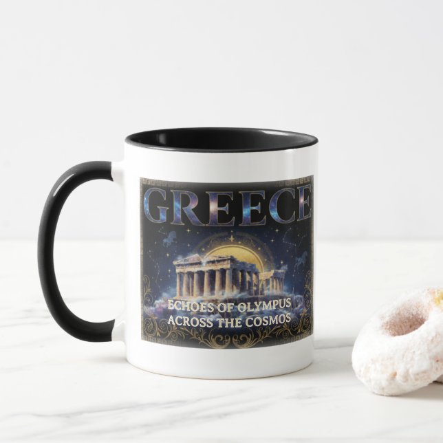 Kosmiskt Grekland Antik Tempels Celestiala Konst Mugg (Med munk)