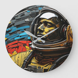 Kosmiskt harmoni: Astronaut Wall Clock Stor Klocka