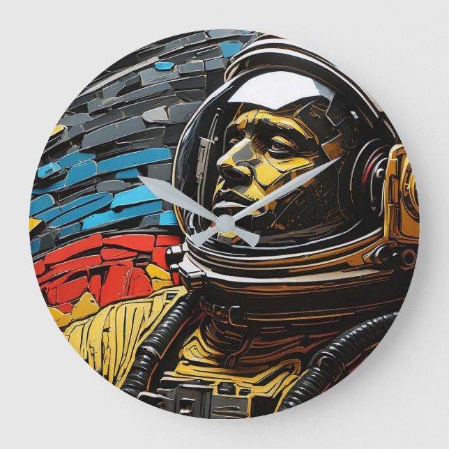 Kosmiskt harmoni: Astronaut Wall Clock Stor Klocka (Framsida)