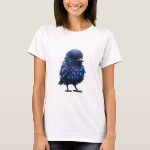 Kosmiskt Indigo Fjädrad Ung Kvinnor T Shirt