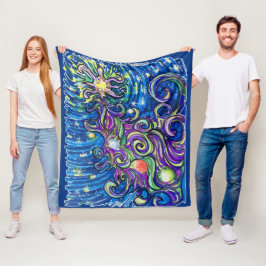 Kosmiskt julgran fleecefilt