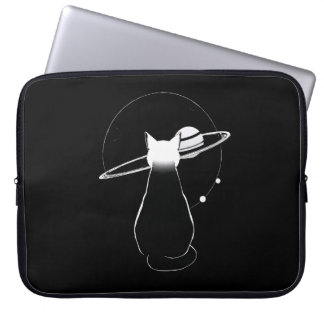 Kosmiskt katt minimalistisk linjekonst bärbar dato laptop fodral