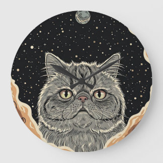 Kosmiskt Katt Stor Klocka