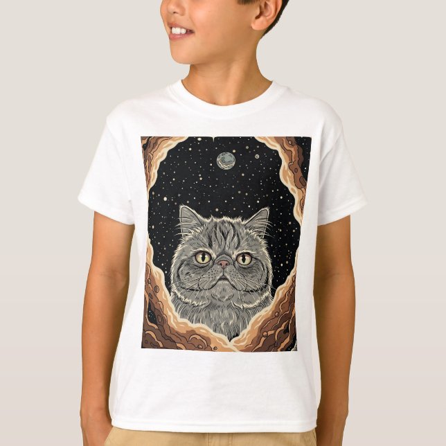 Kosmiskt Katt T Shirt (Framsida)