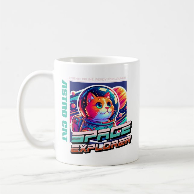 Kosmiskt Kattastronautmugg Kaffemugg (Vänster)