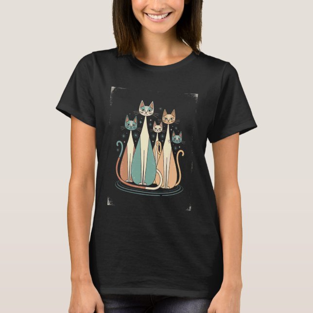 Kosmiskt Katter Under Natthimlen T Shirt (Framsida)