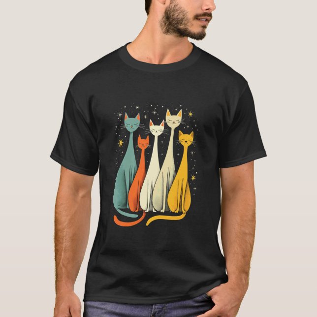 Kosmiskt Katter Under Natthimlen T Shirt (Framsida)