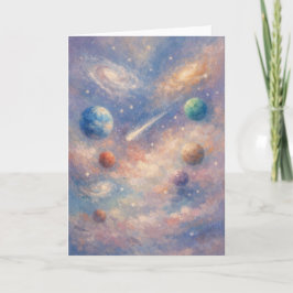 Kosmiskt konstkort – planeter och galaxer kort