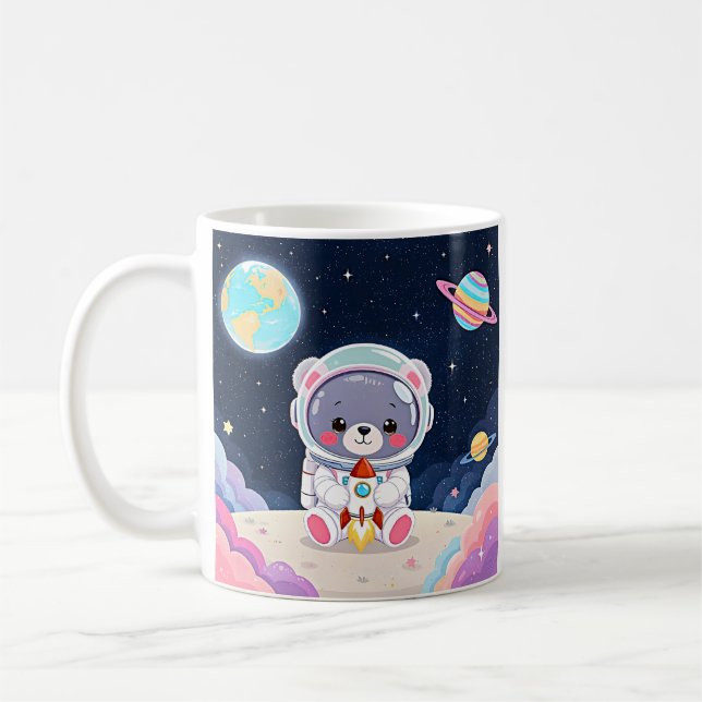 Kosmiskt kramande astronautbjörn kaffemugg (Vänster)