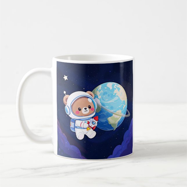 Kosmiskt kramande astronautbjörn kaffemugg (Vänster)