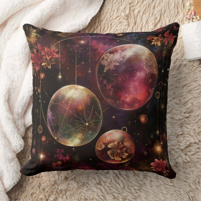 Kosmiskt kristallringad planet fantasykonst (12) kudde (Filt)