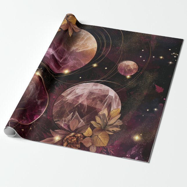 Kosmiskt kristallringat planet fantasykonst (10) presentpapper (Utrullad)