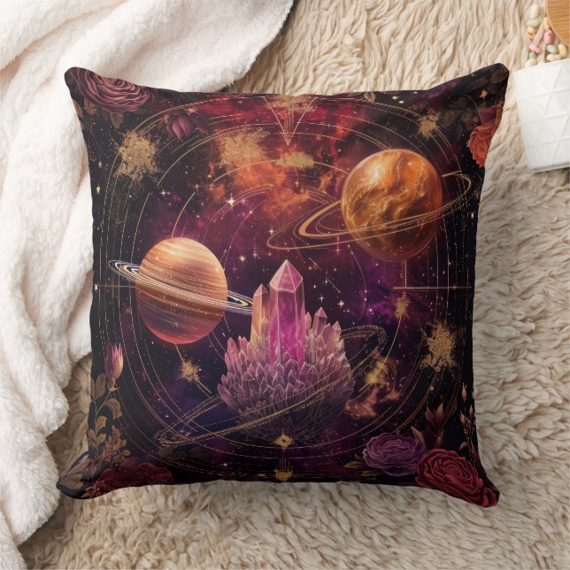 Kosmiskt kristallringat planet fantasykonst (8) kudde (Filt)