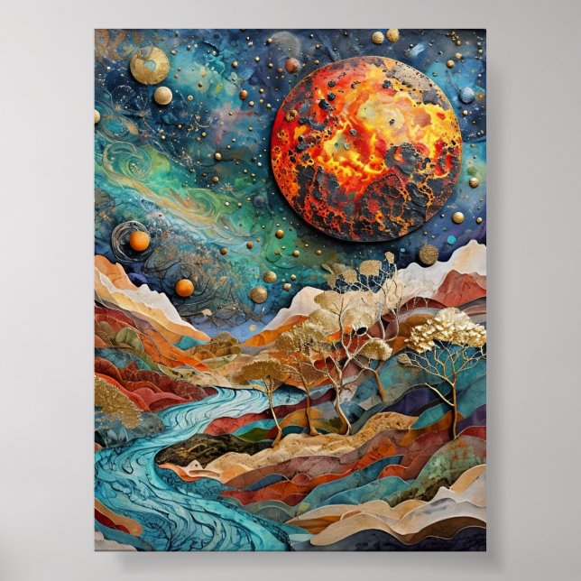 Kosmiskt liggande fantasykonst Poster (Framsidan)