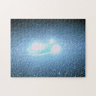 Kosmiskt ljusa, vita sfärer som snurrar i universu pussel