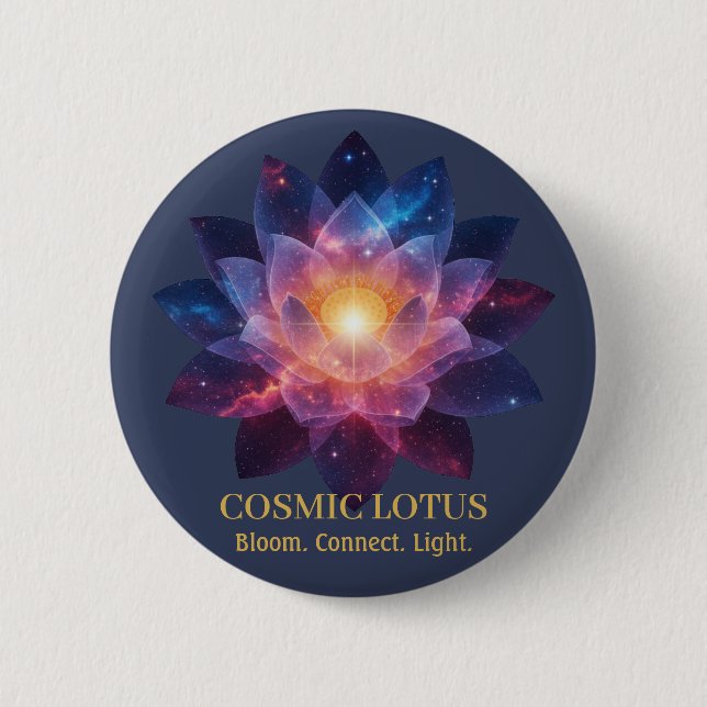 Kosmiskt Lotusblomma | Galaxblomning Energi Knapp (Framsida)