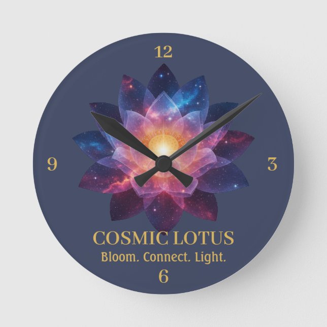 Kosmiskt Lotusblomma - Galaxblomning Energi Rund Klocka (Framsida)