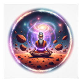 Kosmiskt meditatörfoto - Galaxkonst Fototryck