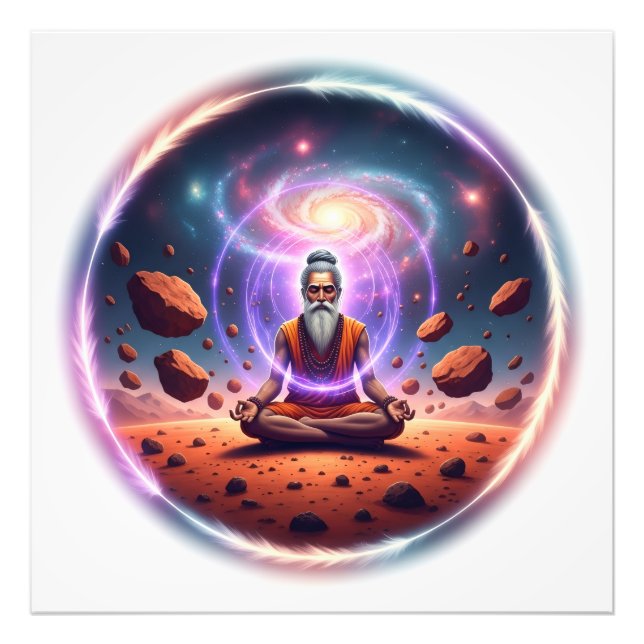 Kosmiskt meditatörfoto - Galaxkonst Fototryck (Framsidan)