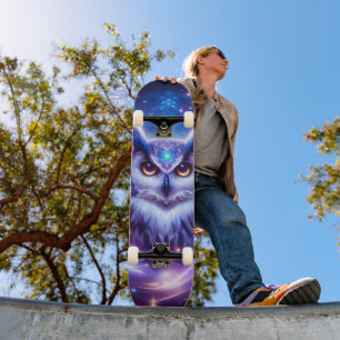 Kosmiskt Mystiskt Visdom Celestial Andlig Uggla Mini Skateboard Bräda 18,5 Cm
